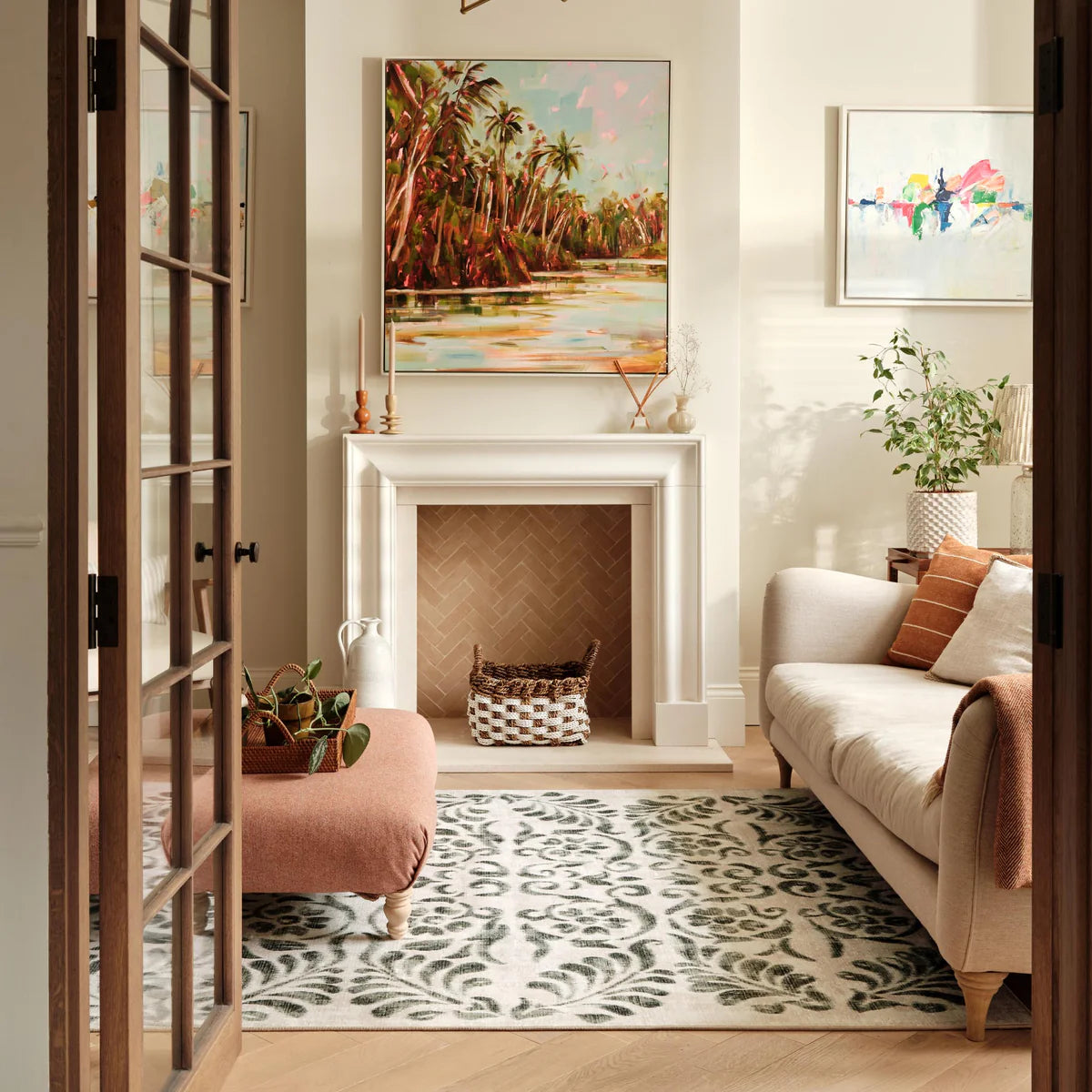 Eco-Washable Rug - Vintage Scroll Green