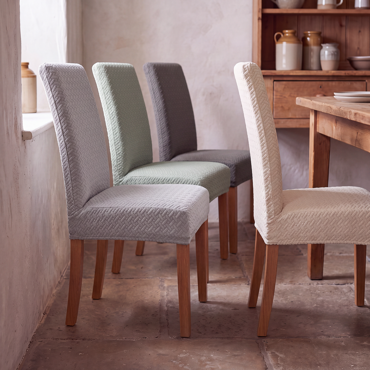 Textured Jacquard Stretch Dining Chair Slipcovers