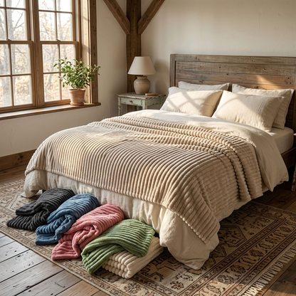 Chunky Ribbed Fleece Throw Blanket