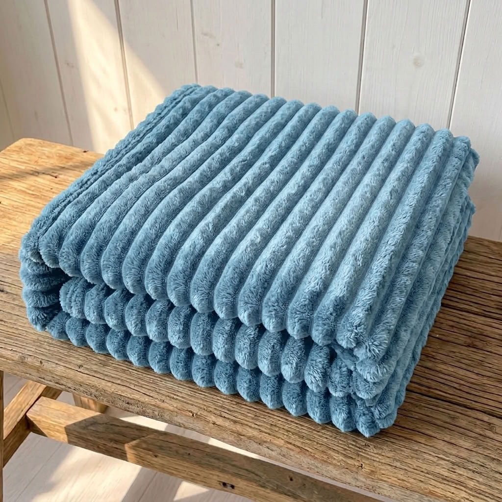 Chunky Ribbed Fleece Throw Blanket