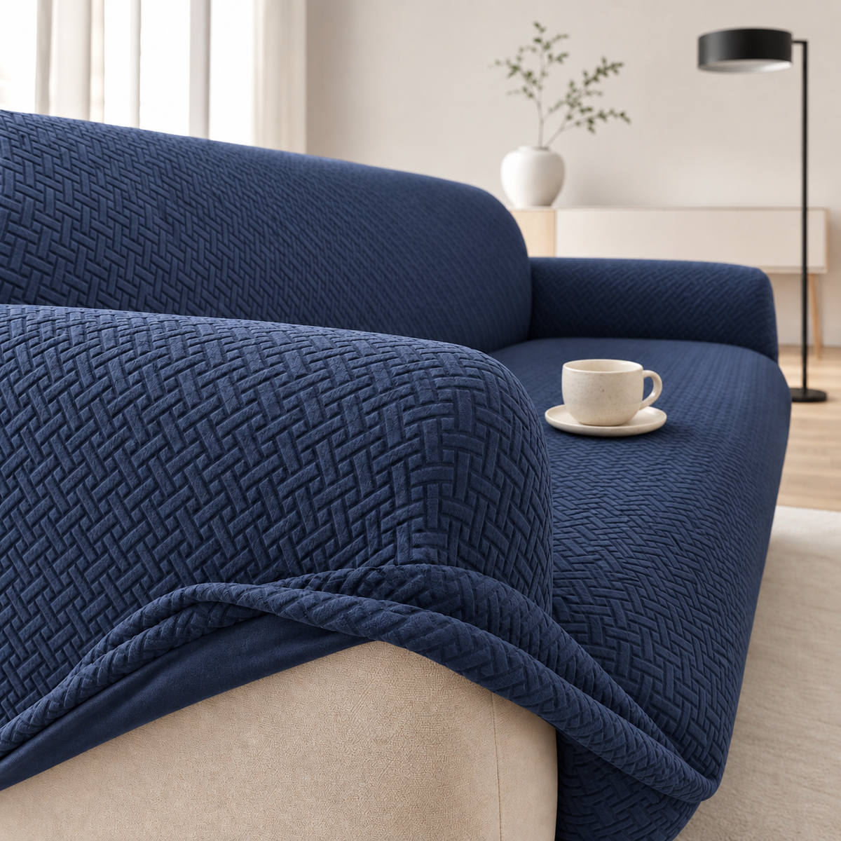 Plush Fleece Jacquard Stretch Sofa Cover
