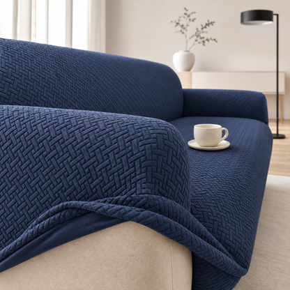 Plush Fleece Jacquard Stretch Sofa Cover