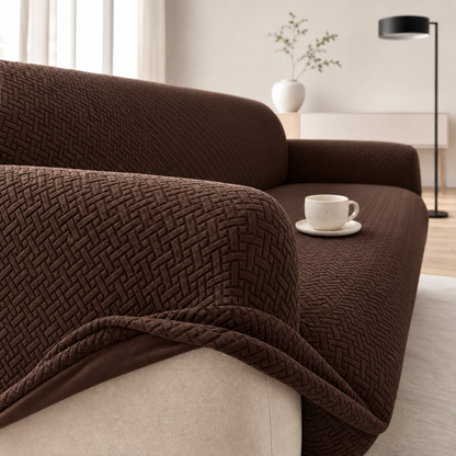 Plush Fleece Jacquard Stretch Sofa Cover