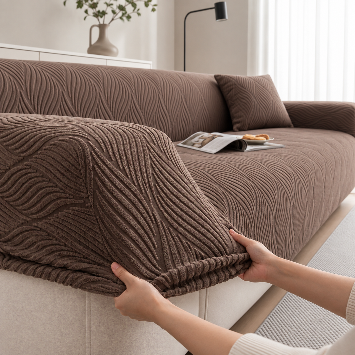 Copridivano elasticizzato jacquard ondulato