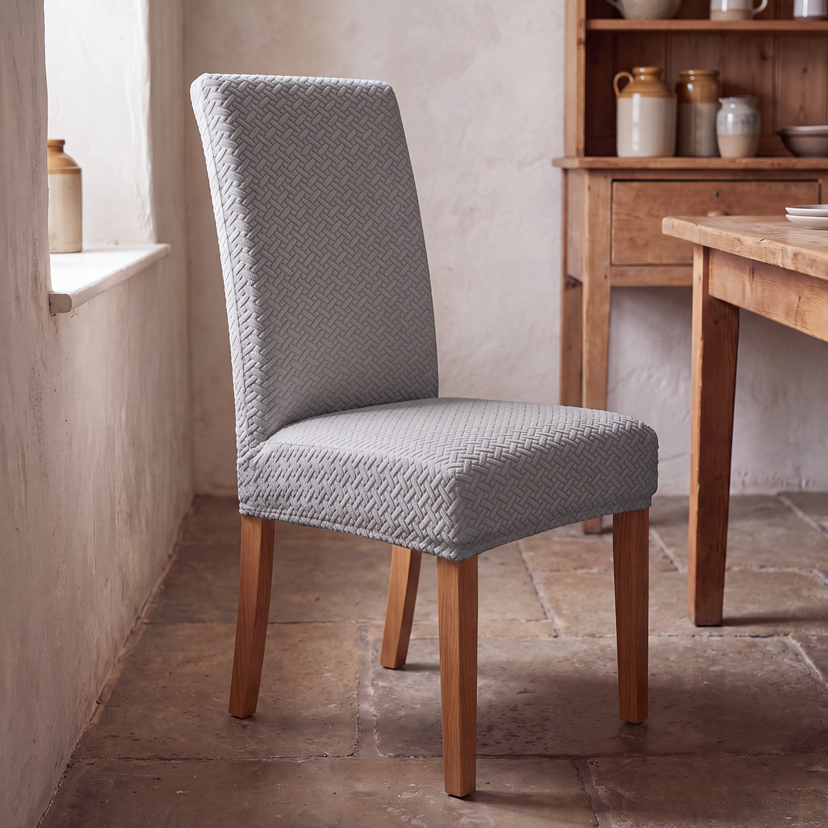 Textured Jacquard Stretch Dining Chair Slipcovers