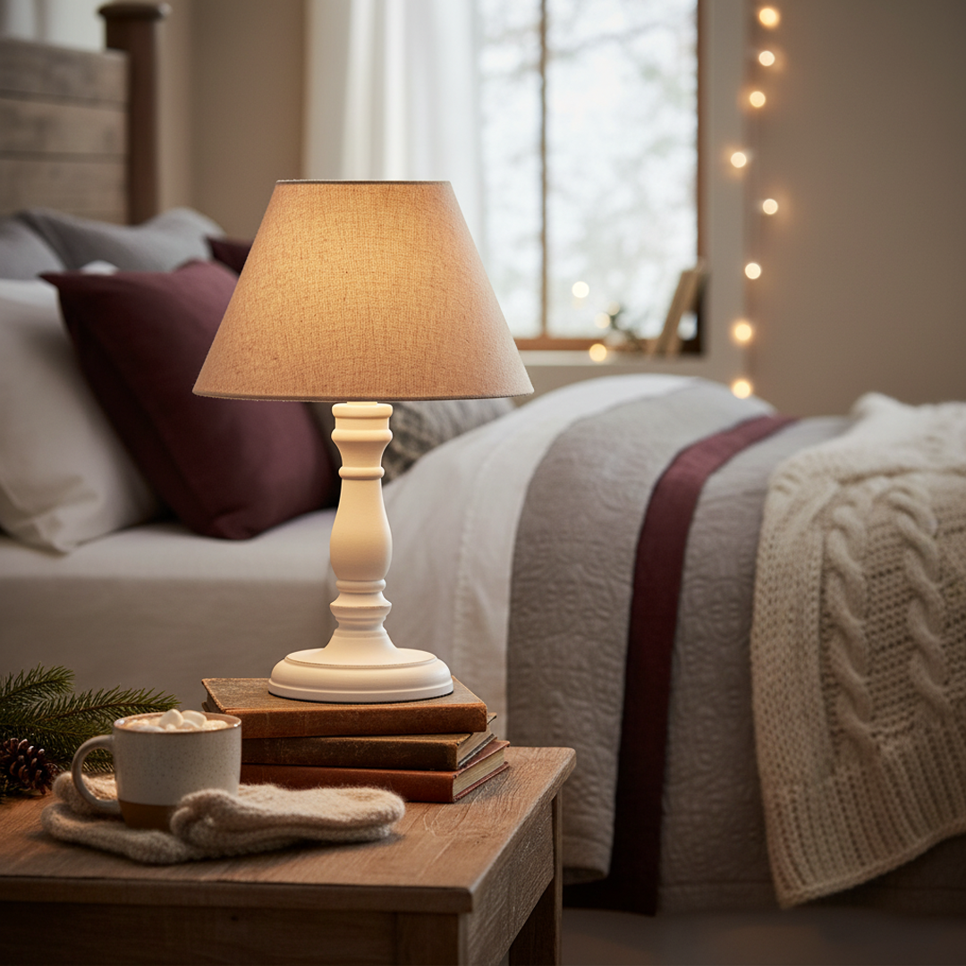 Neutral Washed Wood Contemporary Table Lamp