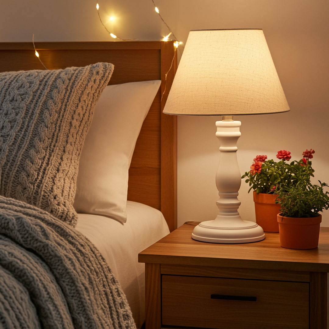Neutral Washed Wood Contemporary Table Lamp