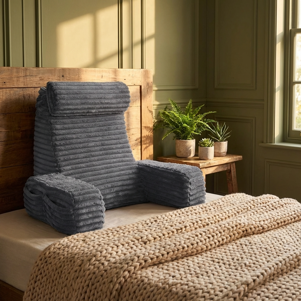 Almohada de respaldo de lujo con brazos y reposacabezas ajustable