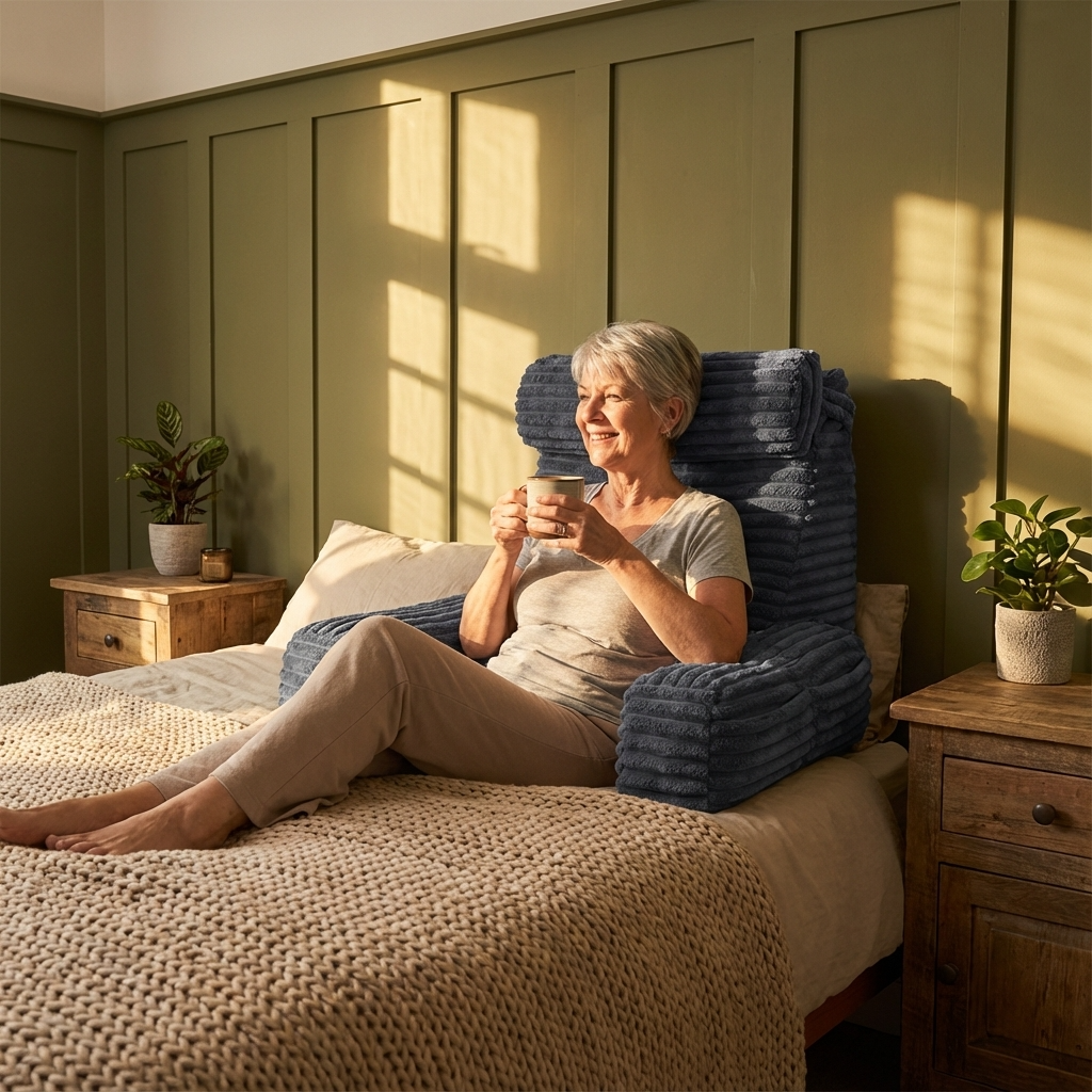 Almohada de respaldo de lujo con brazos y reposacabezas ajustable