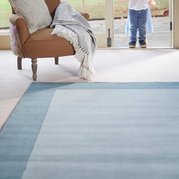 Origins Borders 100% Pure Wool Duck Egg Rug