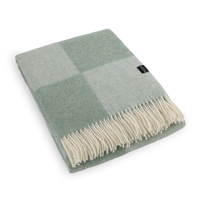 Green Checkerboard Fine Wool Blanket