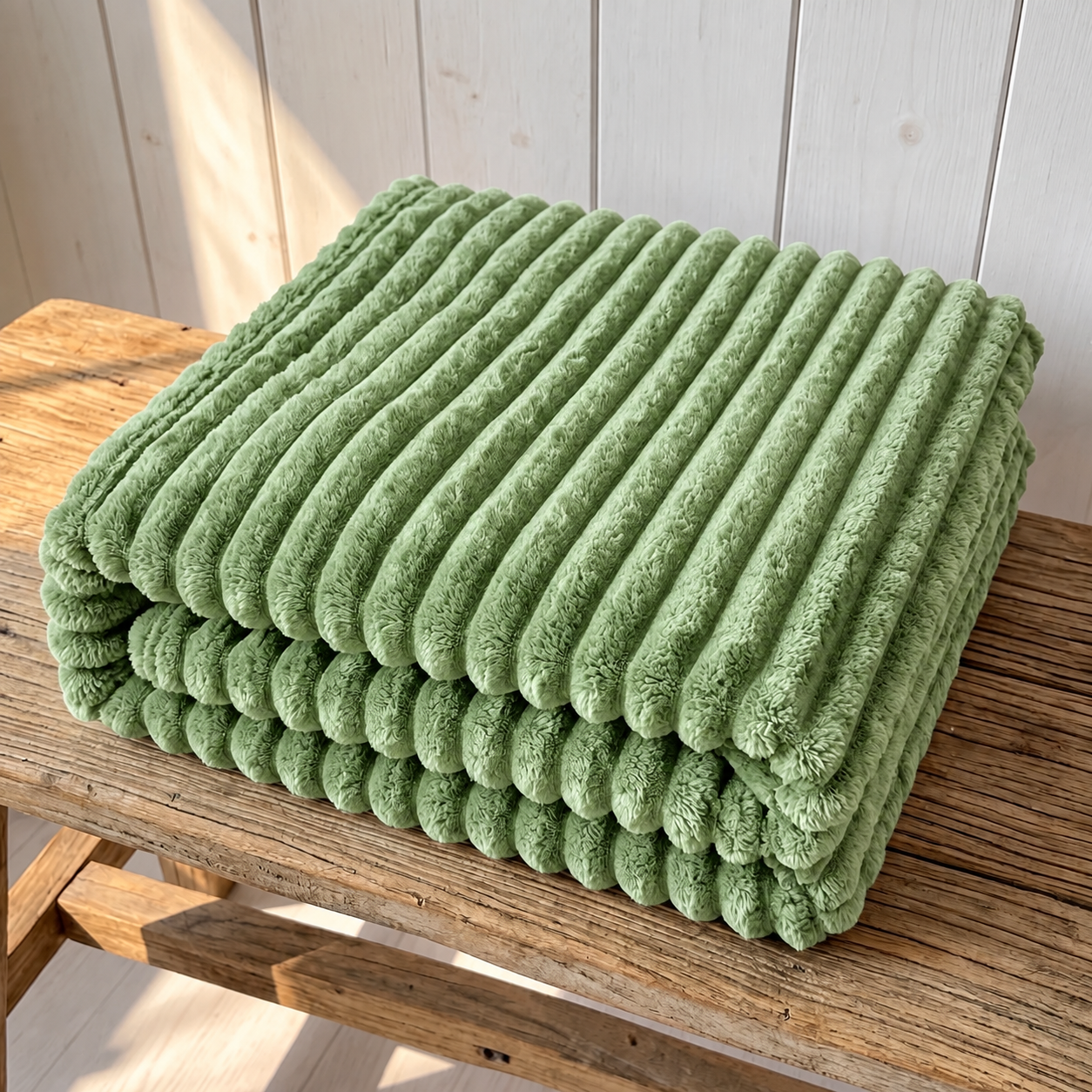 Chunky Ribbed Fleece Throw Blanket