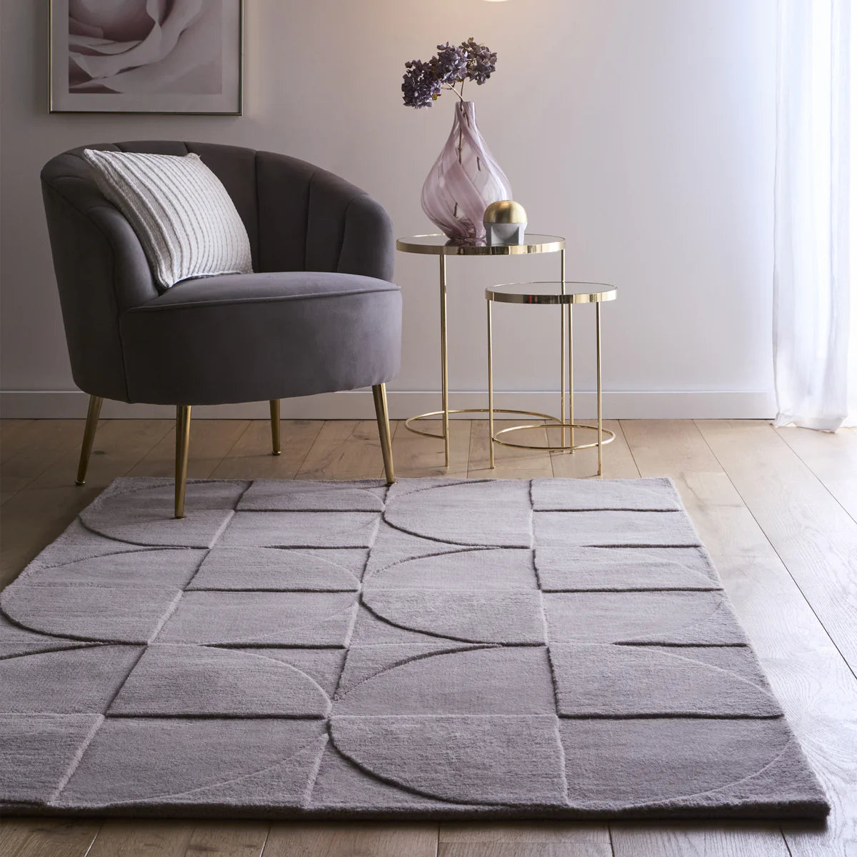 Origins Penny Grey Mauve Wool Rug