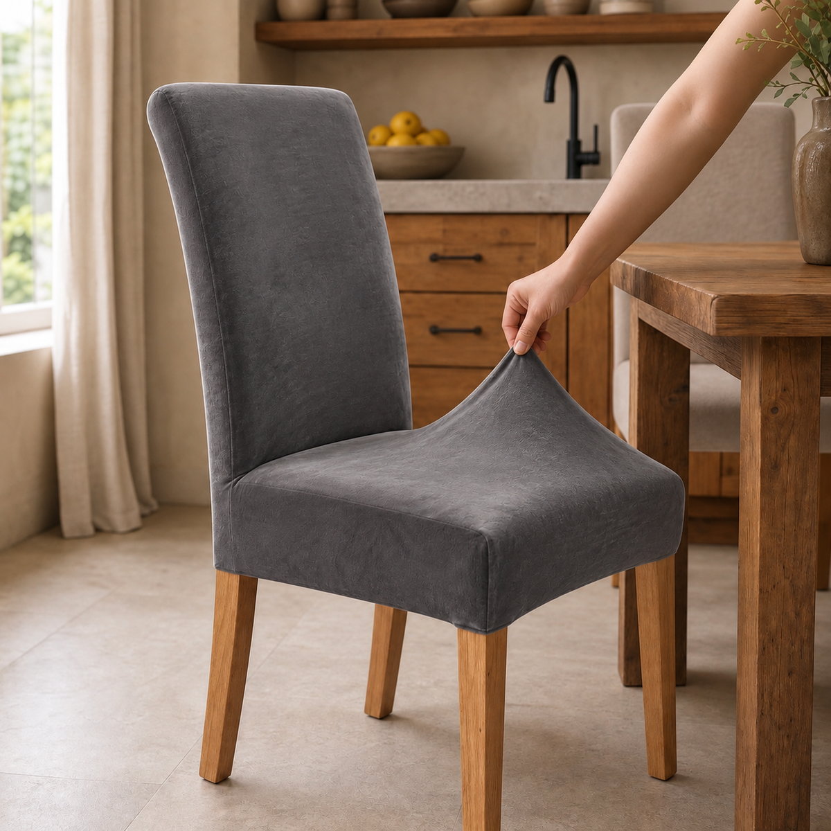 Soft Suede Stretch Dining Chair Covers