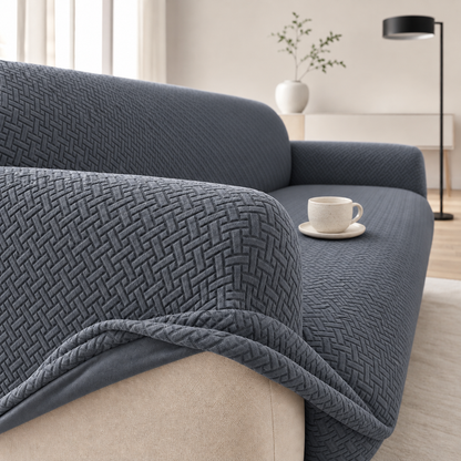 Plush Fleece Jacquard Stretch Sofa Cover