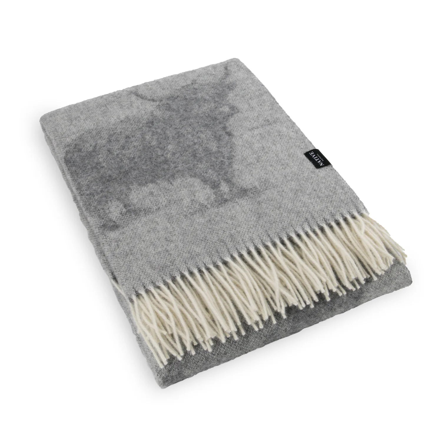 Grey Highland Cow Fine Nature Wool Blanket
