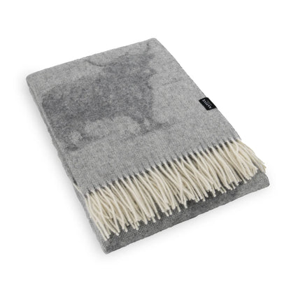 Grey Highland Cow Fine Nature Wool Blanket