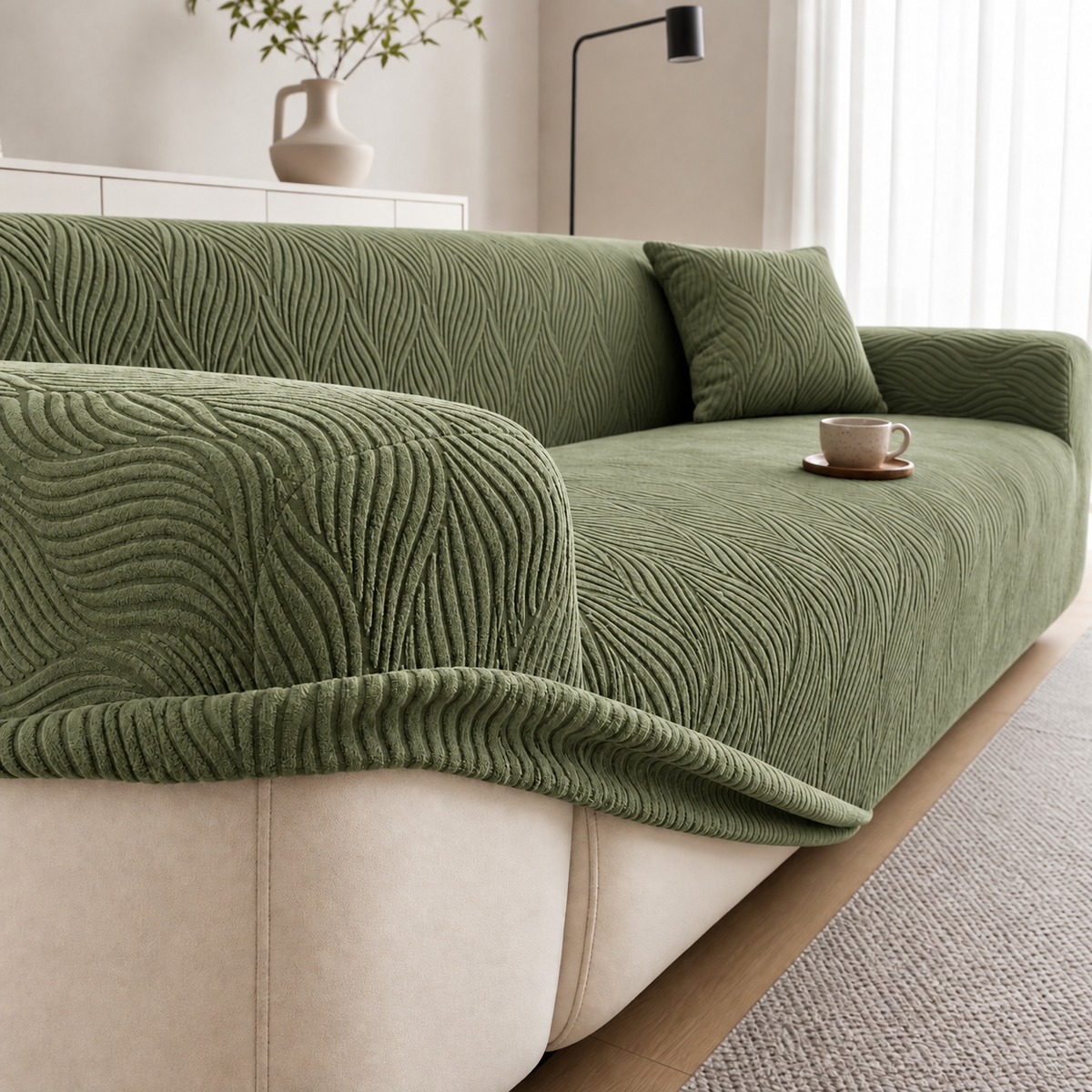 Copridivano elasticizzato jacquard ondulato