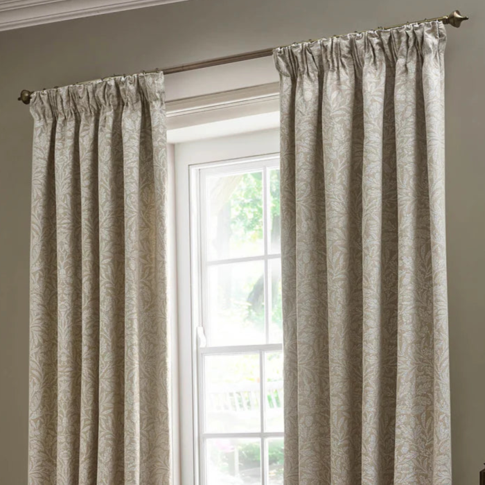 Acorn Tonal Matt Jacquard Pencil Pleat Curtains - Linen
