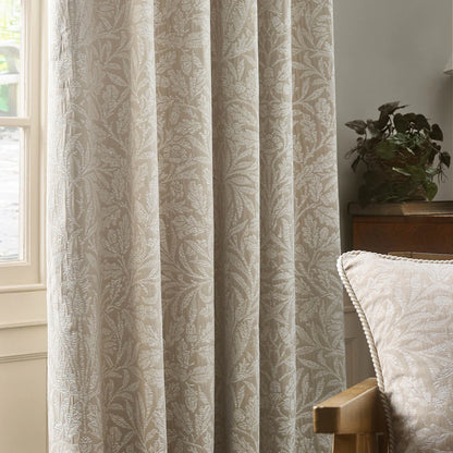 Acorn Tonal Matt Jacquard Pencil Pleat Curtains - Linen