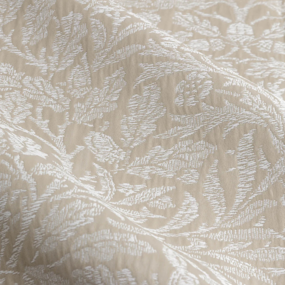 Acorn Tonal Matt Jacquard Pencil Pleat Curtains - Linen