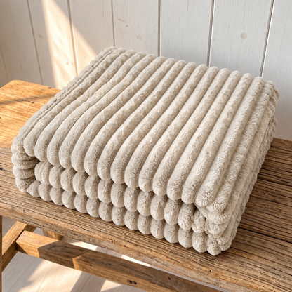 Chunky Ribbed Fleece Throw Blanket