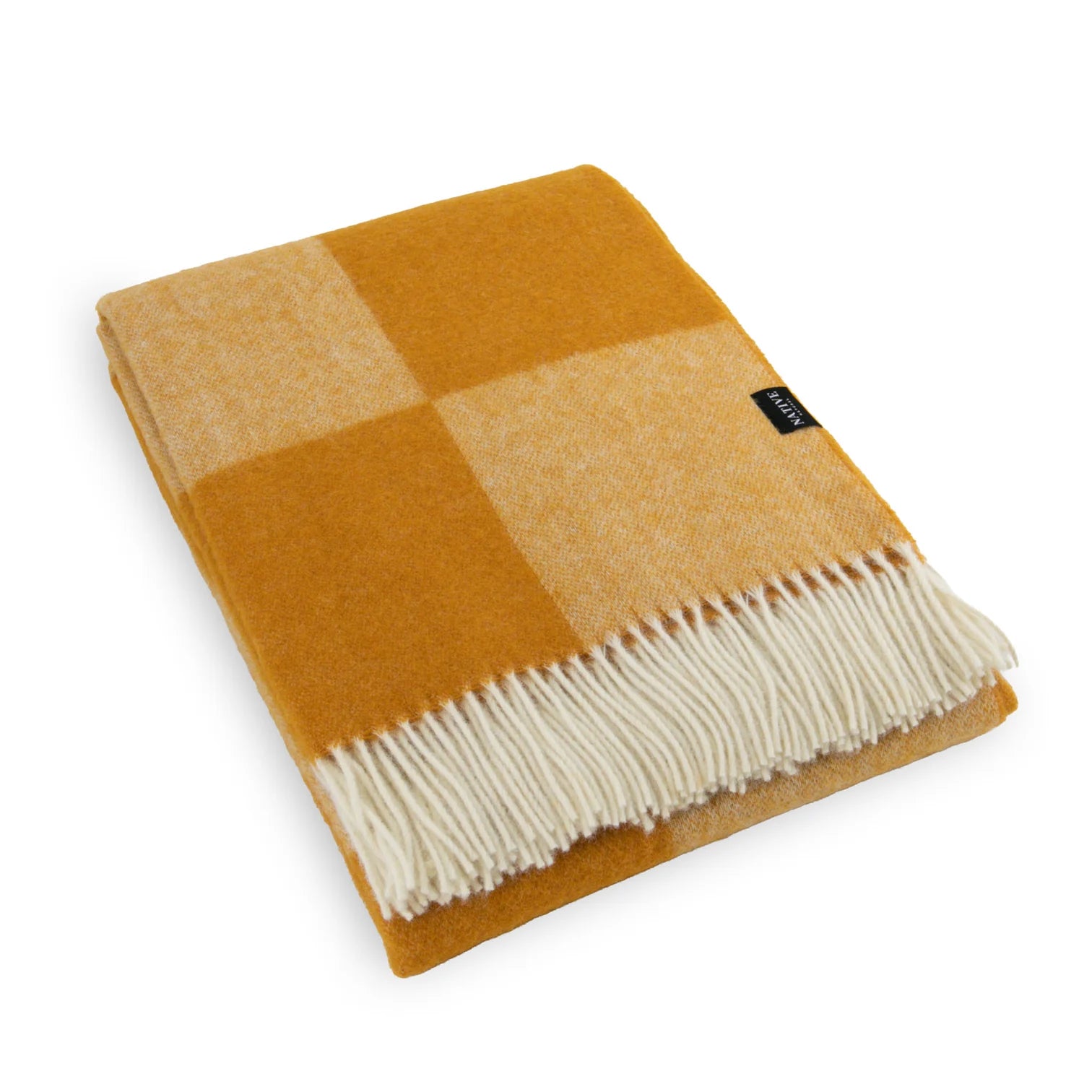 Orange Checkerboard Fine Wool Blanket