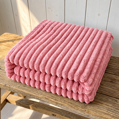 Chunky Ribbed Fleece Throw Blanket