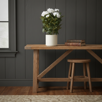 Faux Large White Peony Plant In Pot