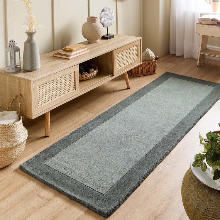 Origins Borders 100% Pure Wool Sage Green Rug