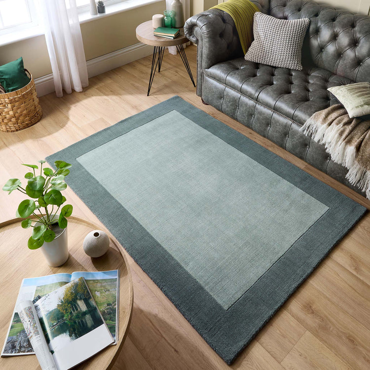 Origins Borders 100% Pure Wool Sage Green Rug
