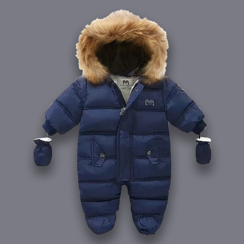 {VENTA DE LIQUIDACIÓN} Traje de nieve acolchado con forro de piel polar gris 6-9 meses