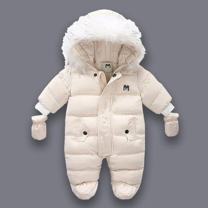 {VENTA DE LIQUIDACIÓN} Traje de nieve acolchado con forro de piel polar gris 6-9 meses