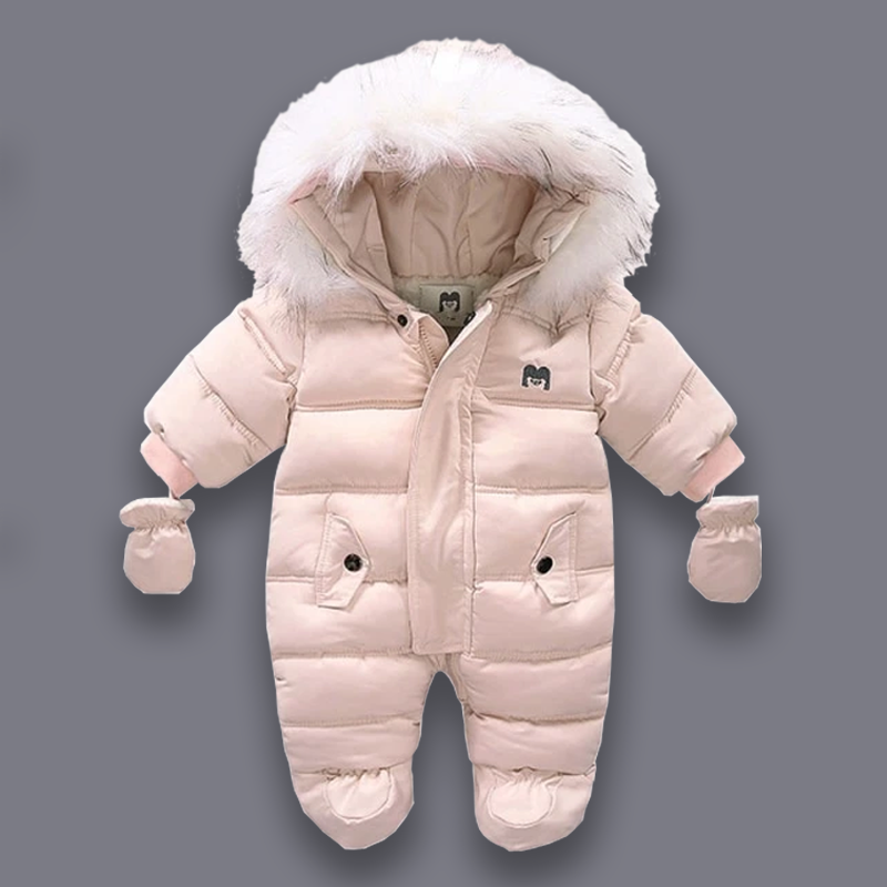 {VENTA DE LIQUIDACIÓN} Traje de nieve acolchado con forro de piel polar gris 6-9 meses