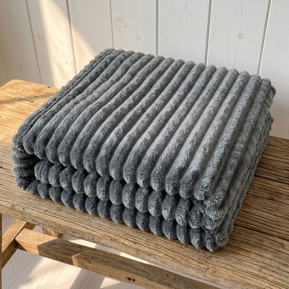 Chunky Ribbed Fleece Throw Blanket