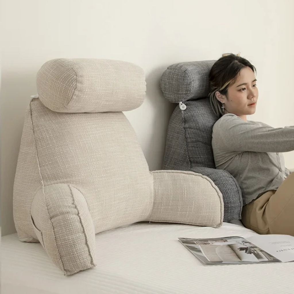 Almohada de respaldo de lujo con brazos y reposacabezas ajustable