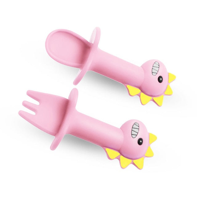 Anti-Slip Dinosaur Fork & Spoon Set